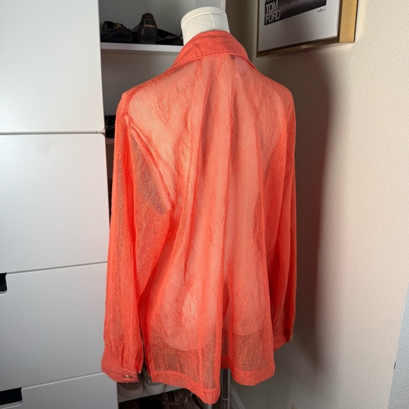 Peter Popovitch Vintage 80’s Orange Long Sleeve Beachy Button Up Shirt Size L - Picture 6 of 15
